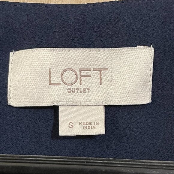 Loft Blouse Women's Small Dark Blue Flared Sleeves - Picture 5 of 10